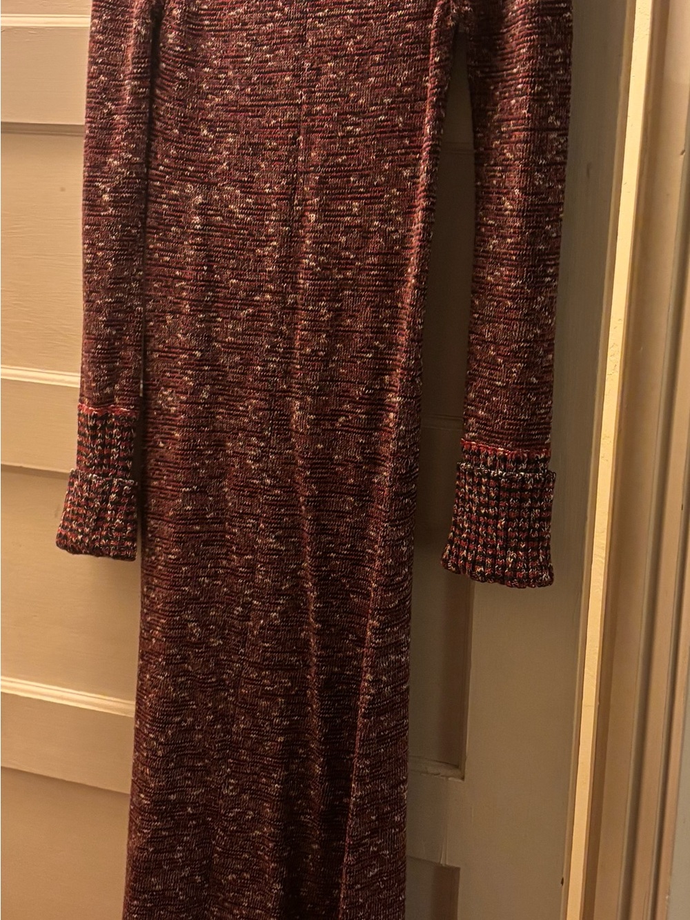 Celine Burgundy Marled Knit Long-Sleeve Dress